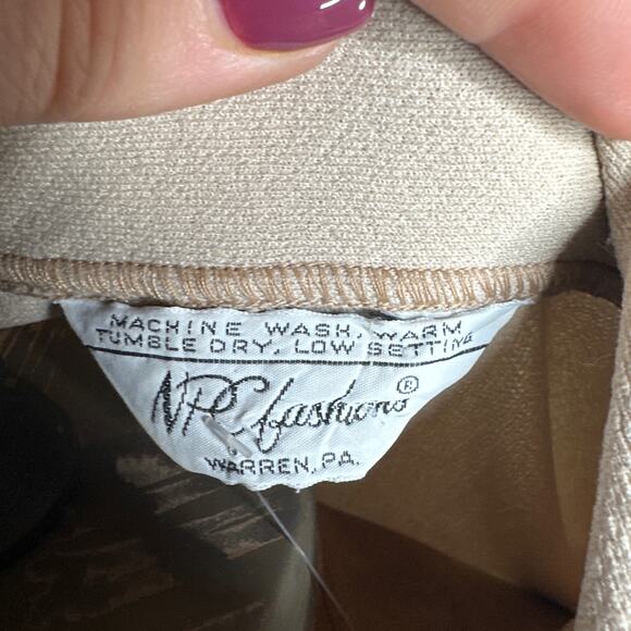 Vintage 70's NPC Fashions Moleskin/Polyester Button Up Blouse Beige Indie Retro - Picture 5 of 6